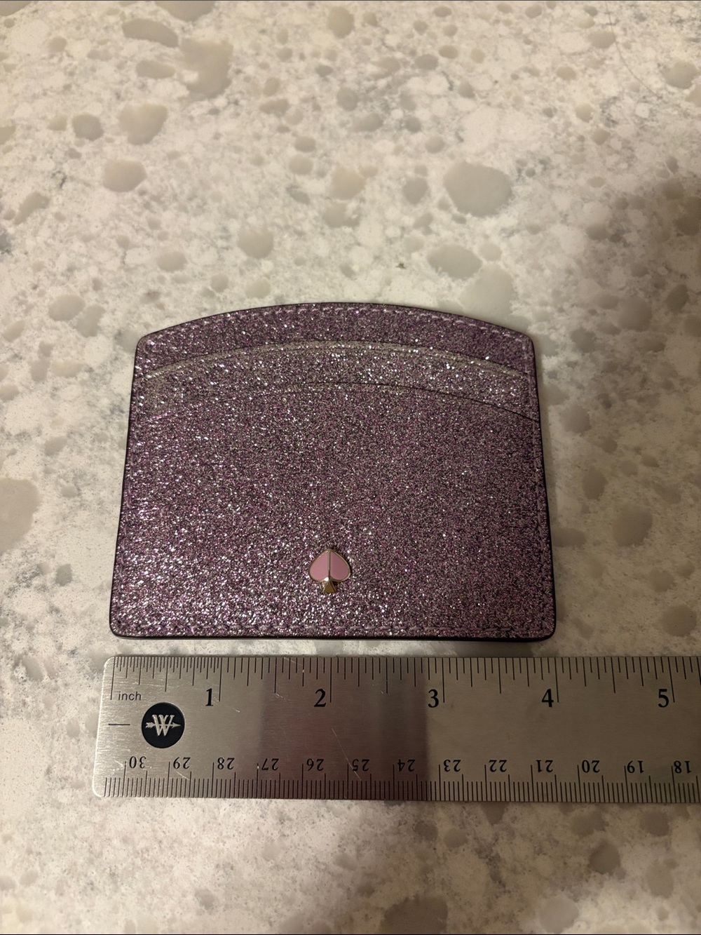 Kate Spade card holder glittery w/spade enamel logo and pockets